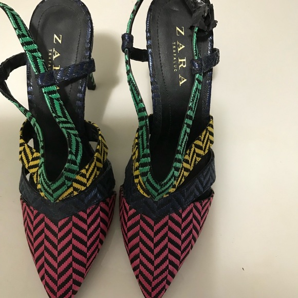 Multi color high heels sling backs shoes - Picture 6 of 11